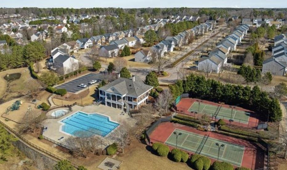 7619 Vista Del Rey Lane Raleigh, NC 27613 - Photo 54 of 57 an aerial view of residential houses with outdoor space