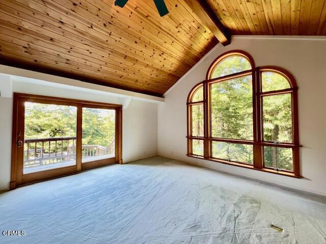 33370 Little Valley Road Fort Bragg, CA 95437 - Photo 18 of 70 an empty room with large windows and ceiling fan