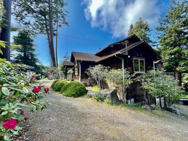 a view of a backyard of the house
