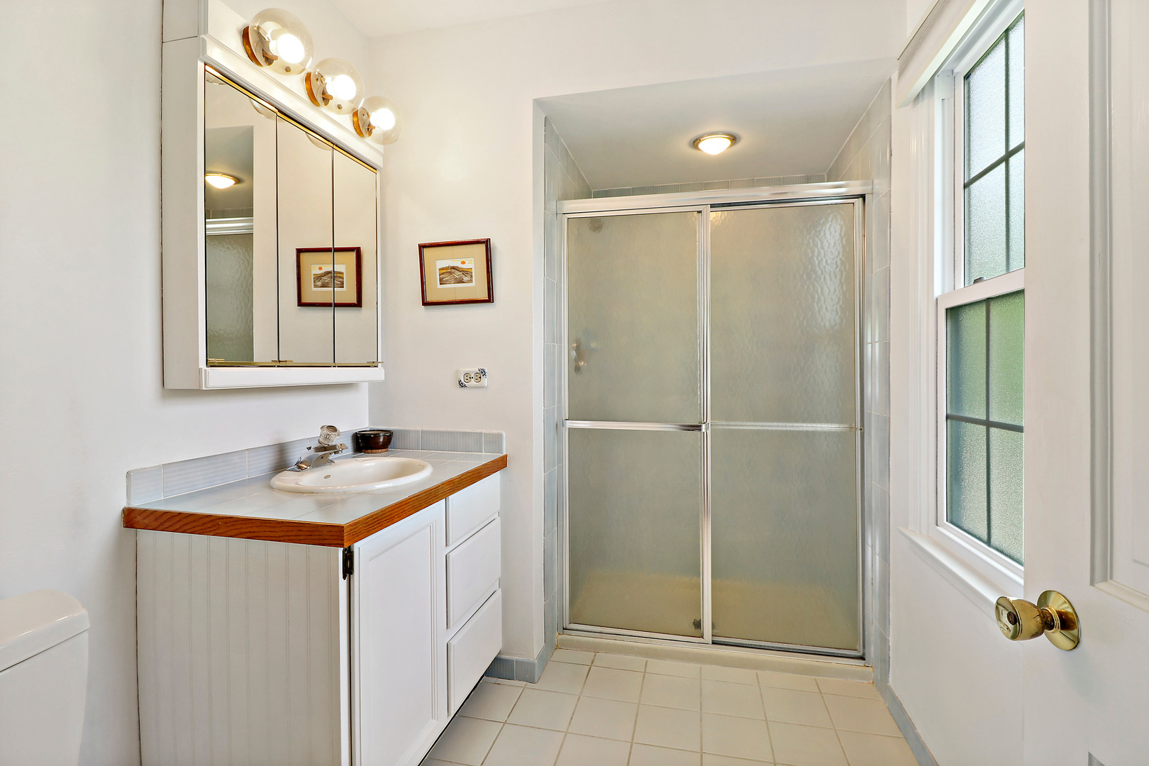 400 North Valley Road Barrington, IL 60010 - Photo 15 of 30 a bathroom with a sink a mirror and a shower