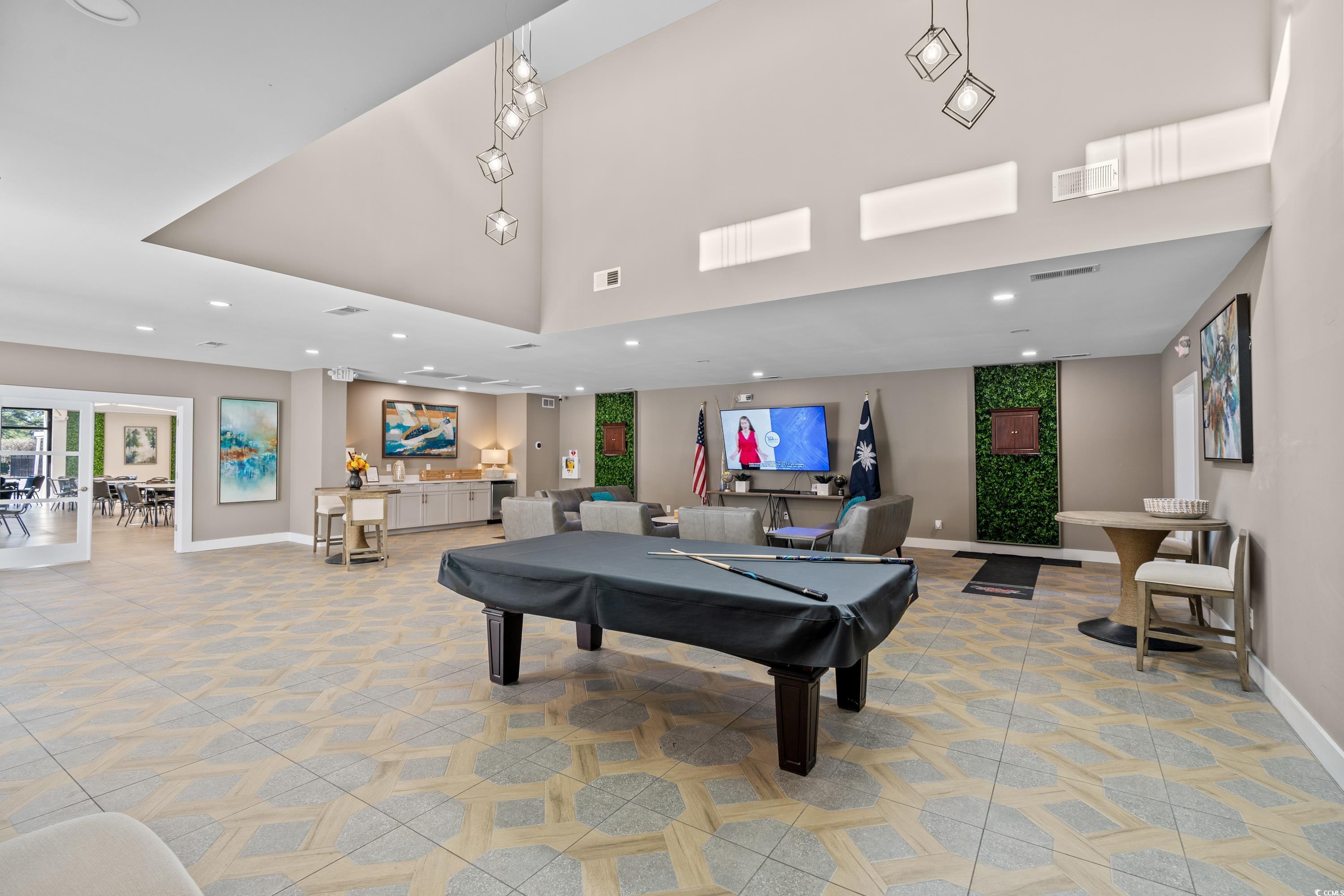 3251 Pecan Trail Murrells Inlet, SC 29576 - Photo 26 of 26 Recreation room featuring billiards table, recessed lighting, and a high ceiling