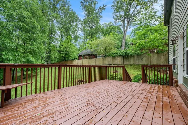 a view of a wooden deck