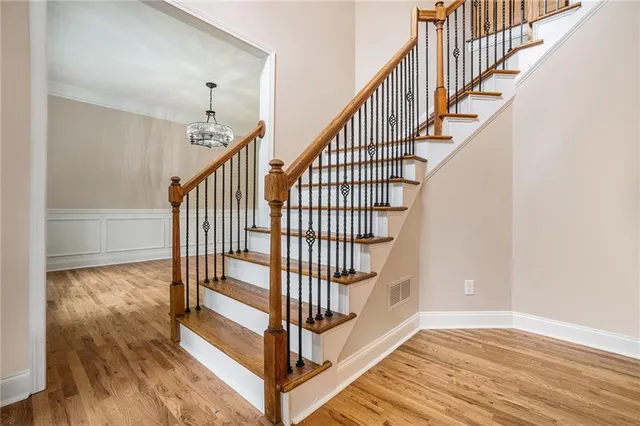 a view of entryway with wooden floor