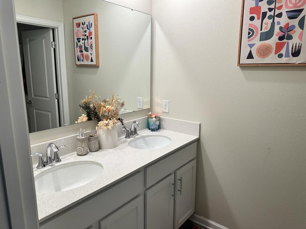 4499 Magnolia Ridge Court Kissimmee, FL 34746 - Photo 25 of 43 a bathroom with a sink and a mirror