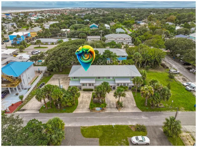 an aerial view of multiple house