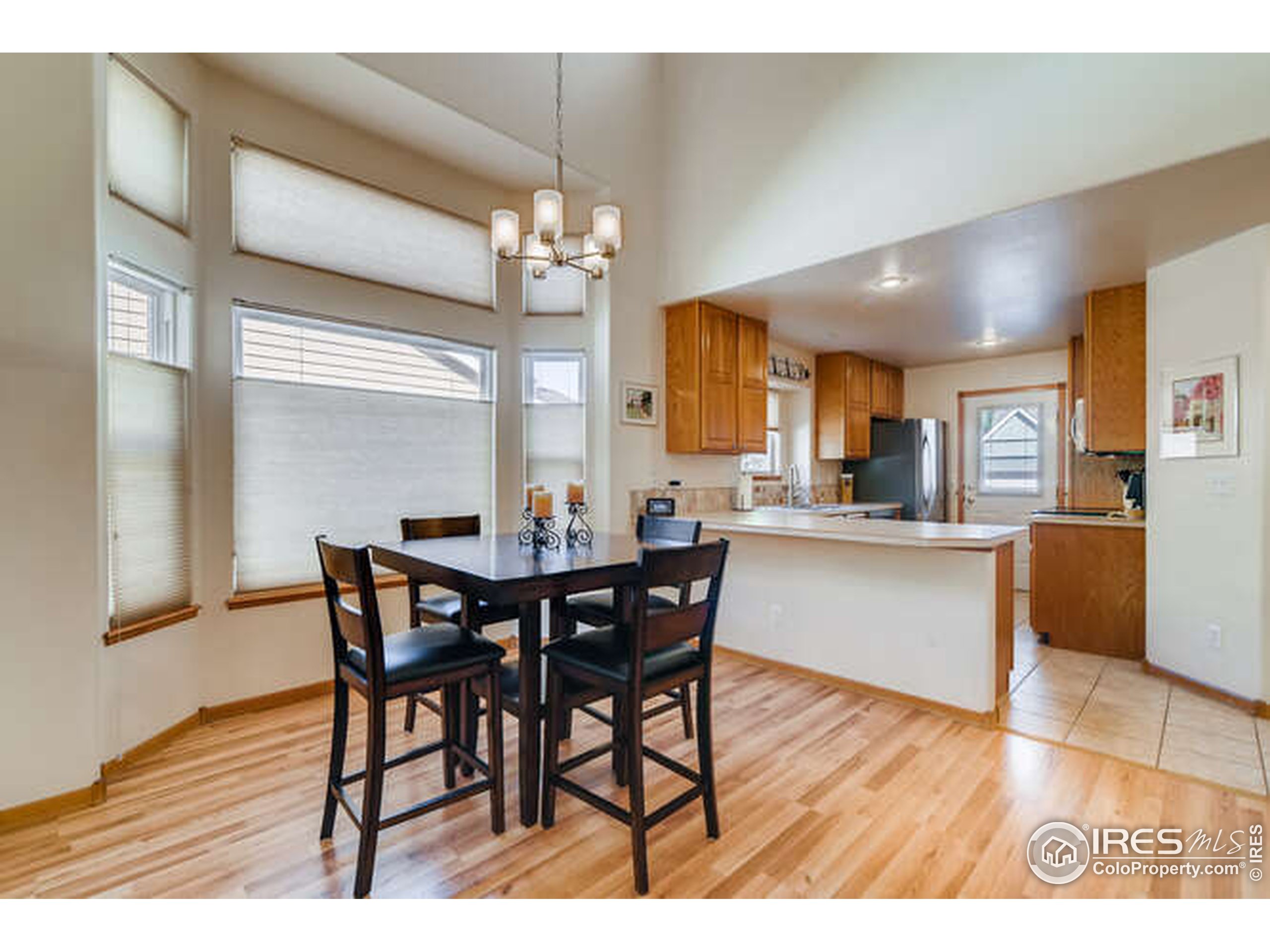 206 Victoria Street Berthoud, CO 80513 - Photo 7 of 29 a view of a dining room with furniture and chandelier