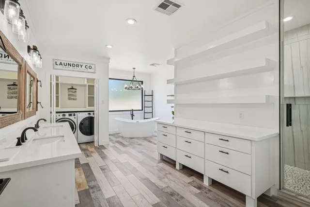 a room with a washer and dryer
