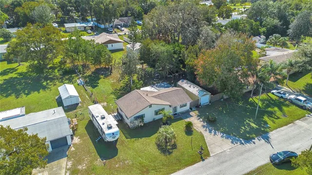 an aerial view of a house