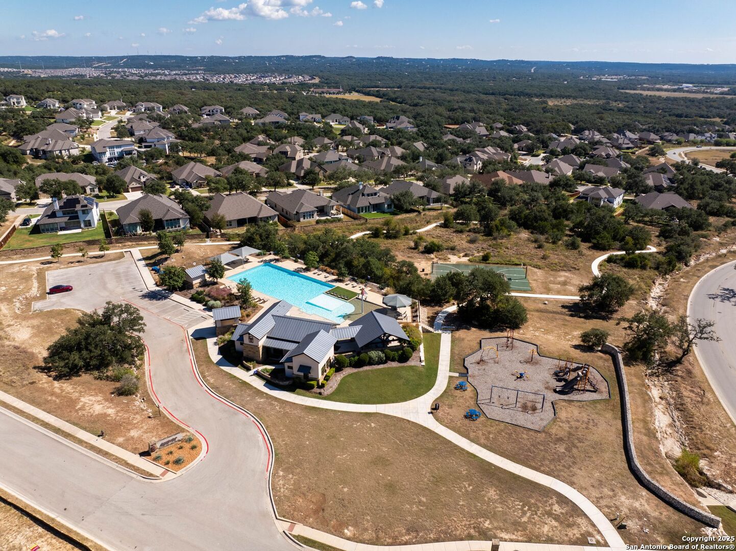 30622 Horseshoe Path Bulverde, TX 78163 - Photo 41 of 44 an aerial view of a house with a swimming pool