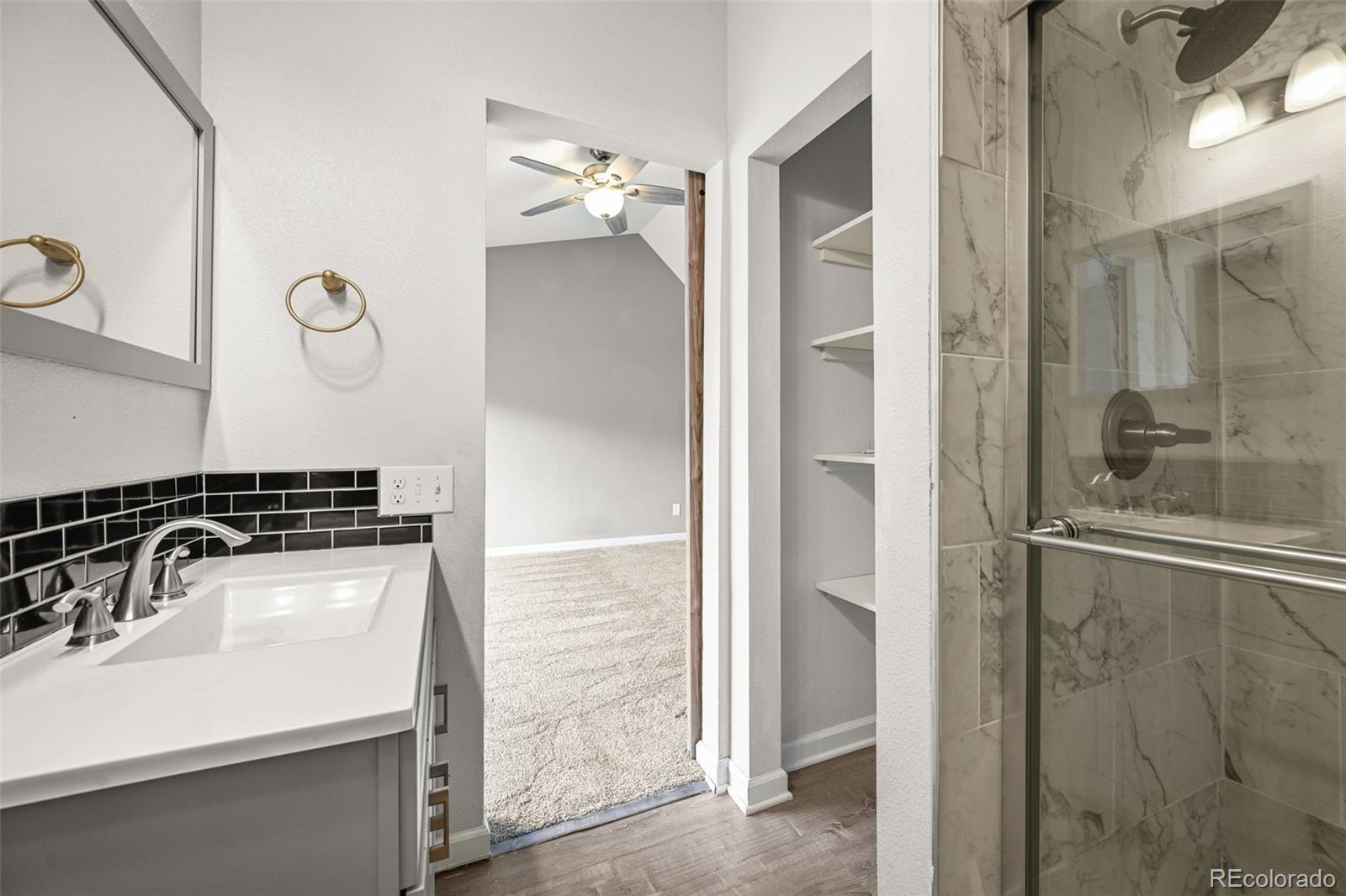 232 South Oman Road Castle Rock, CO 80104 - Photo 32 of 50 a bathroom with a sink and mirror