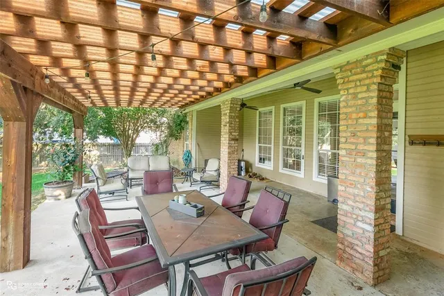 a outdoor living space with furniture