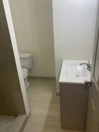 a bathroom with a sink and toilet