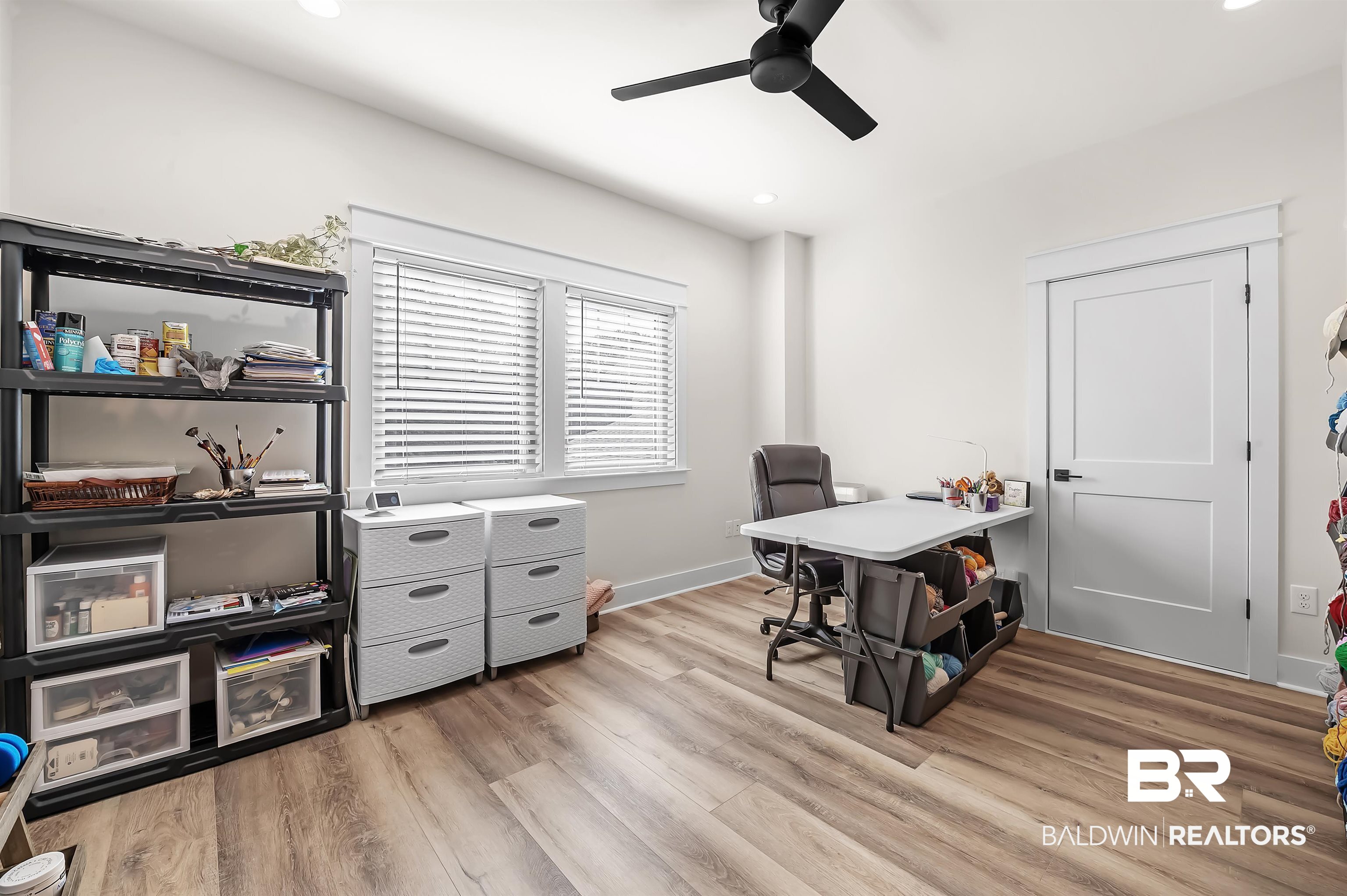 9144 Harvest Ridge Fairhope, AL 36532 - Photo 43 of 58 Office with baseboards, ceiling fan, recessed lighting, and light wood-type flooring