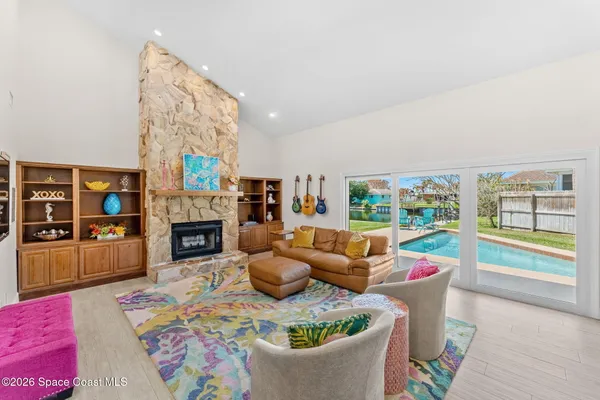 a living room with furniture and a couch