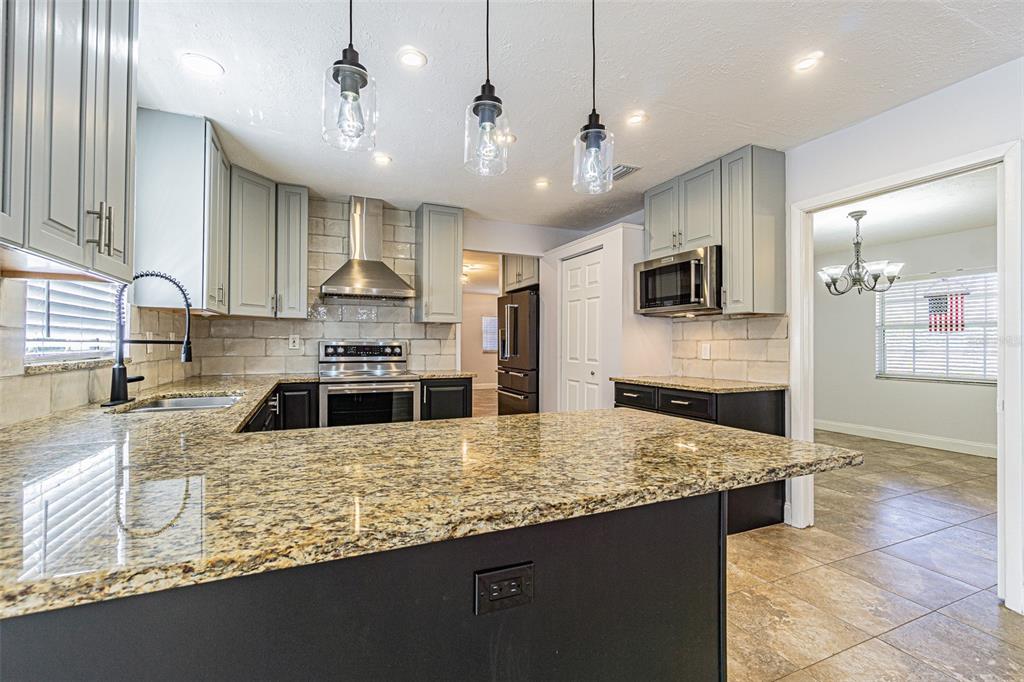 3801 Durant Road Valrico, FL 33596 - Photo 22 of 56 a kitchen with kitchen island granite countertop a sink appliances and cabinets