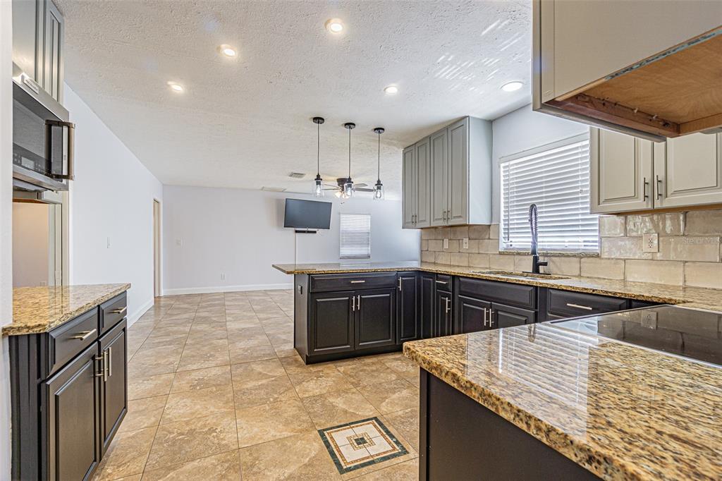 3801 Durant Road Valrico, FL 33596 - Photo 5 of 53 a kitchen with kitchen island granite countertop a sink a counter top space appliances and cabinets
