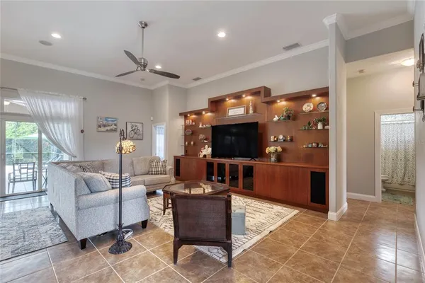 a view of a swimming pool with a patio