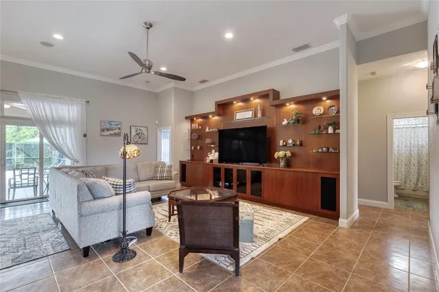 a view of a swimming pool with a patio