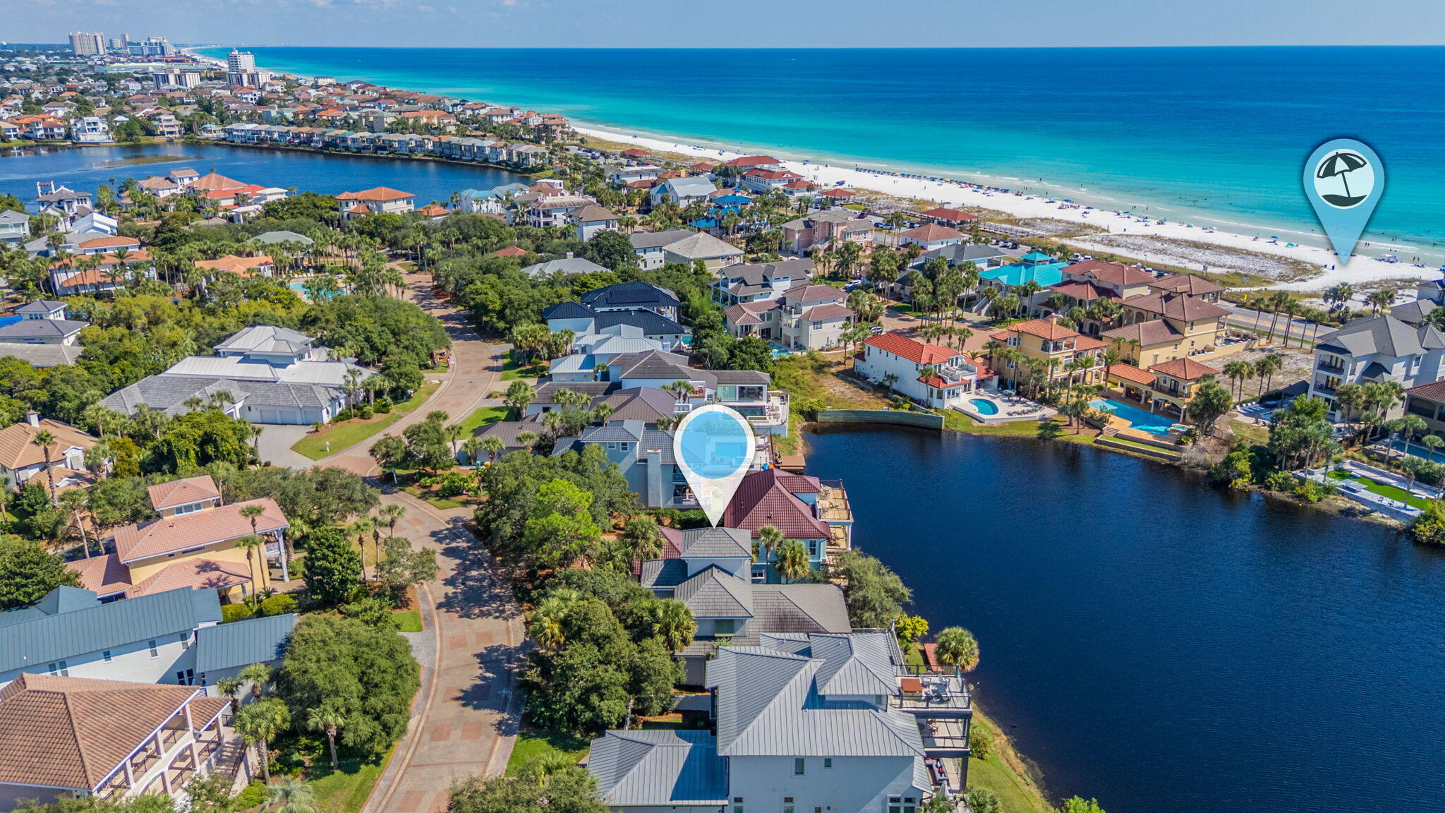4634 Sunset Pointe Destin, FL 32541 - Photo 59 of 68 an aerial view of a house with a lake view