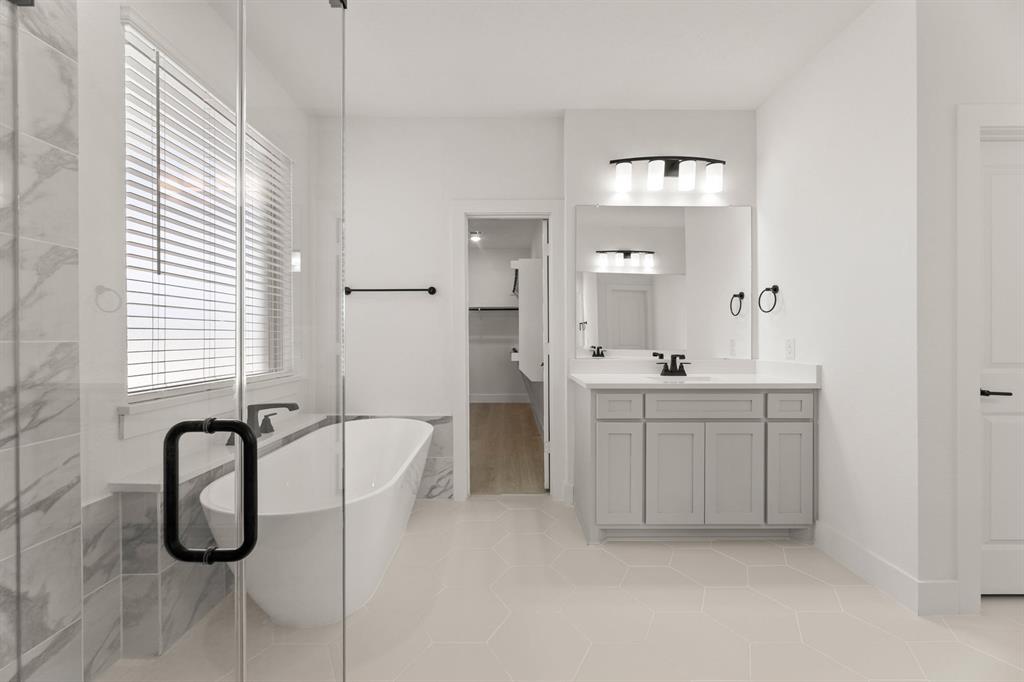 1617 Whisperwood Way Midlothian, TX 76065 - Photo 30 of 40 a bathroom with a bathtub a sink a mirror and a shower