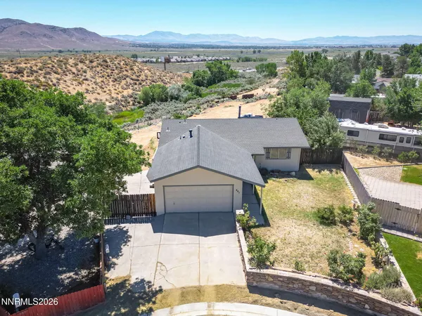 a aerial view of a house with a garden