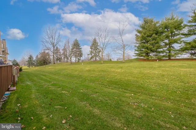 a view of a field with an trees