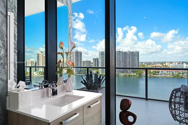 a view of a lake with a ocean view