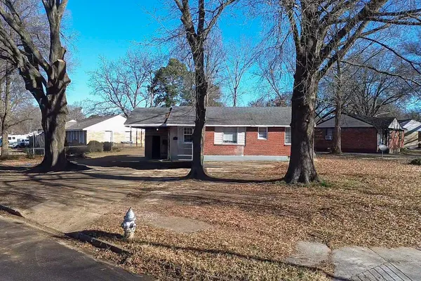 a view of a trees in front of a house