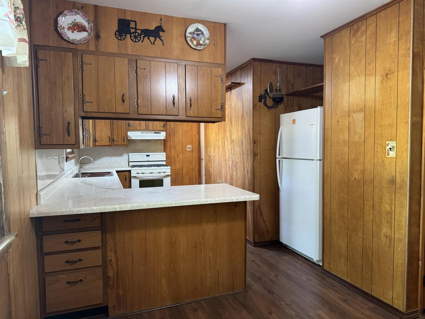 3536 West Grange Hall Road Murphysboro, IL 62966 - Photo 13 of 40 a kitchen with refrigerator and cabinets