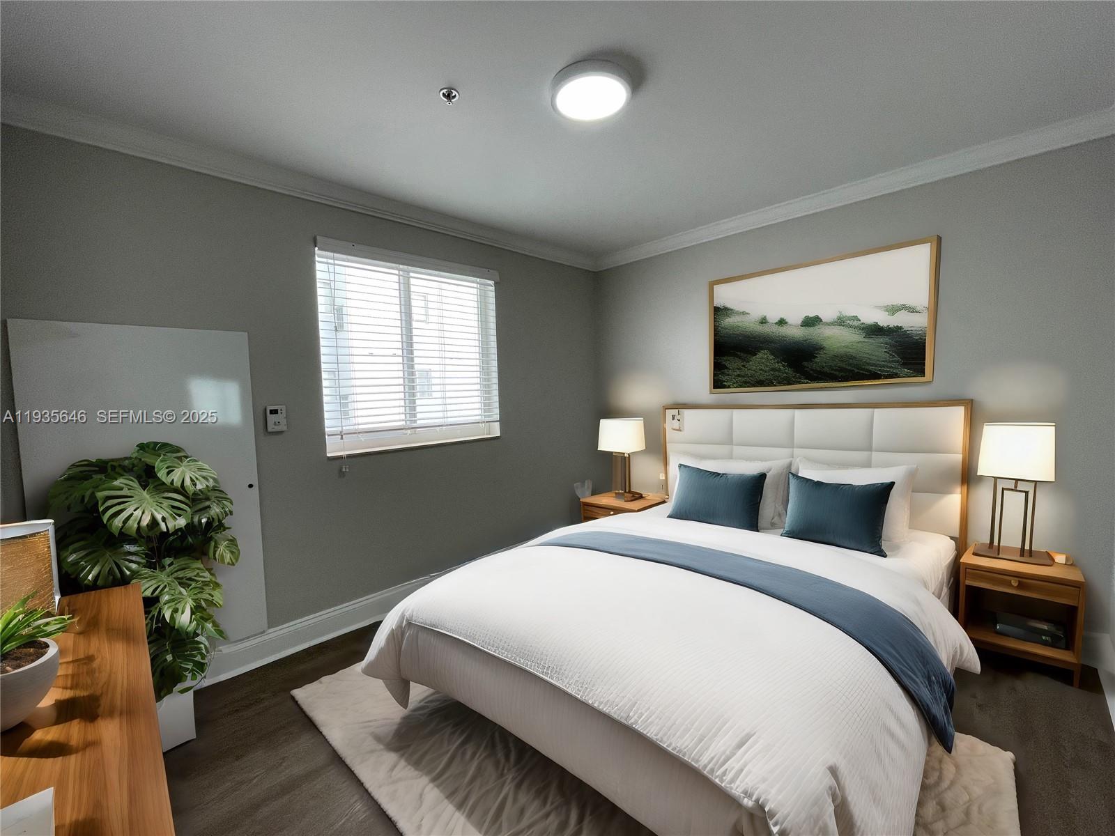 1750 Northwest 107th Avenue, Unit R508 Sweetwater, FL 33172 - Photo 7 of 15 a bedroom with a bed and a flat screen tv