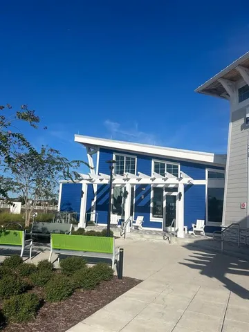 a view of a building with a patio