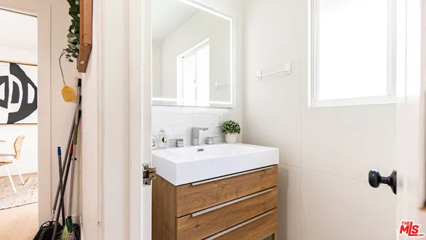 a bathroom with a bathtub