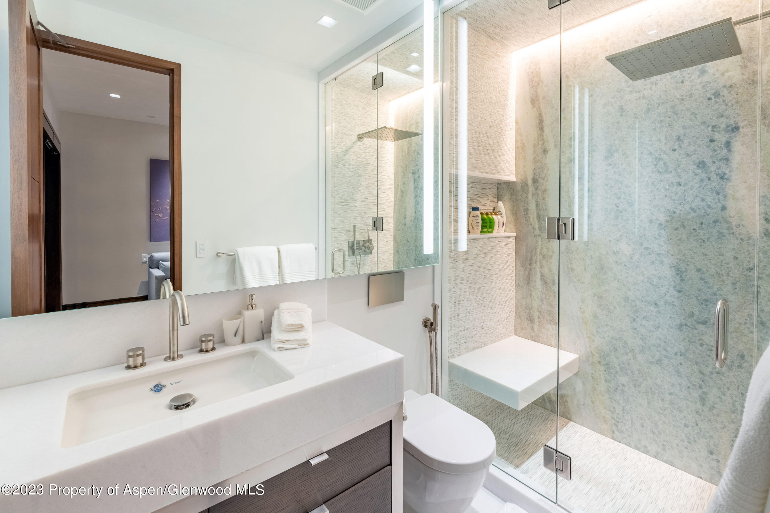 70 Larson Road Aspen, CO 81612 - Photo 22 of 55 a bathroom with a sink a toilet and shower