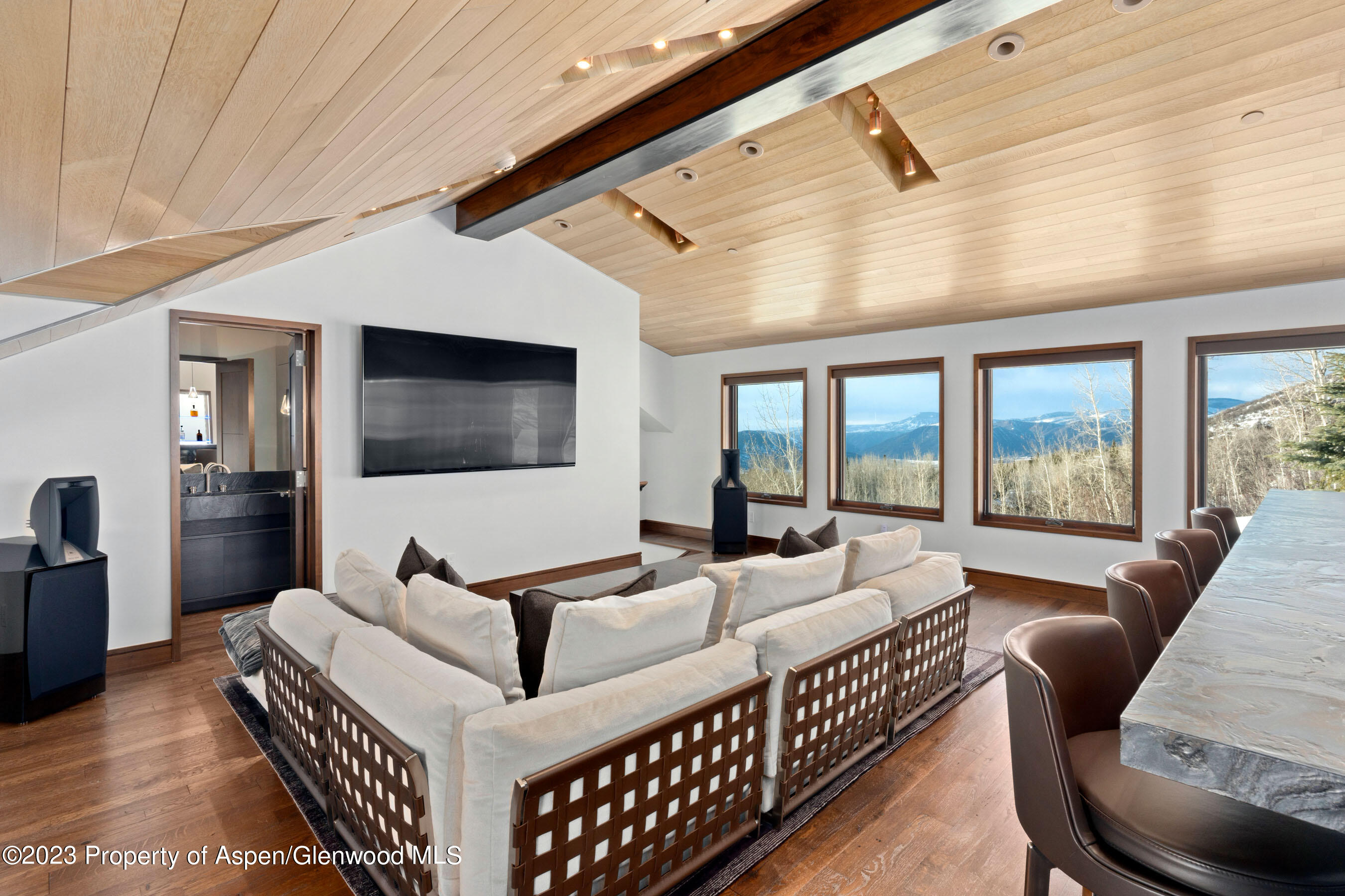 70 Larson Road Aspen, CO 81612 - Photo 33 of 55 a living room with furniture and a flat screen tv