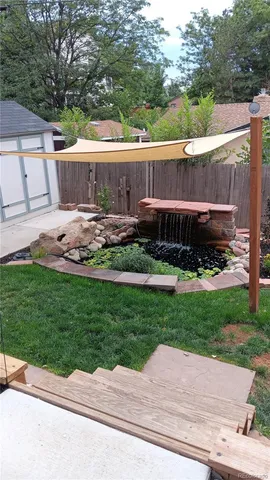 a view of house and garden