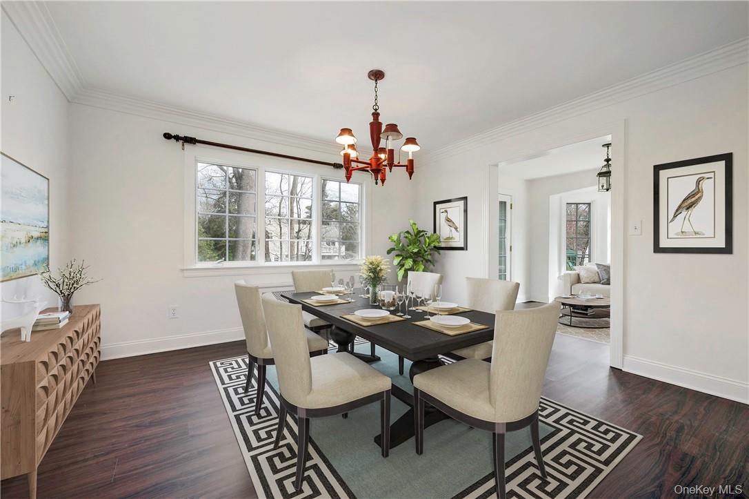 96 Mendota Avenue Rye, NY 10580 - Photo 5 of 18 Virtually staged--Dining Room looking into Sunroom