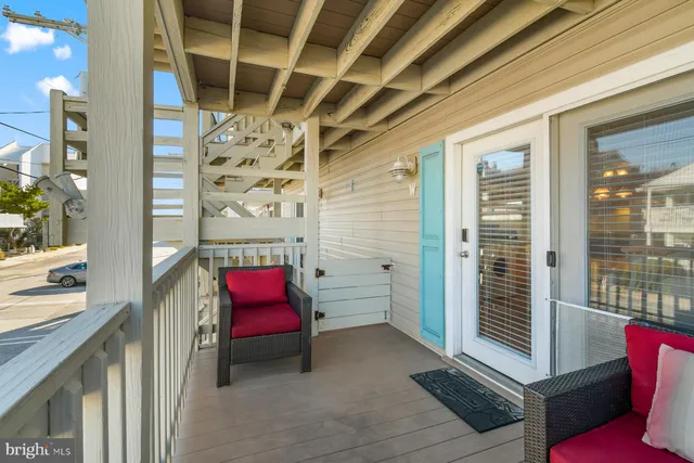 a building outdoor space with seating space