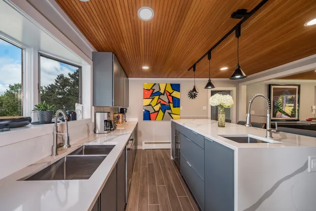a kitchen with counter top space