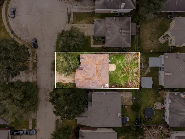 an aerial view of a house