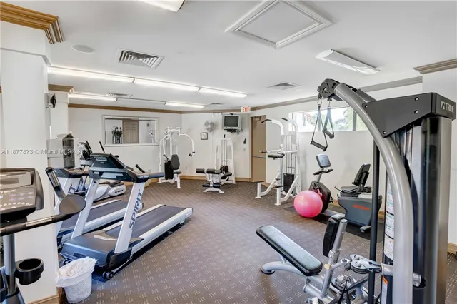 a view of a room with gym equipment