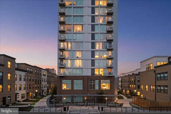 a front view of a multi story building
