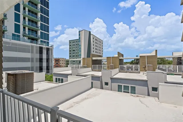 a view of a city from a balcony