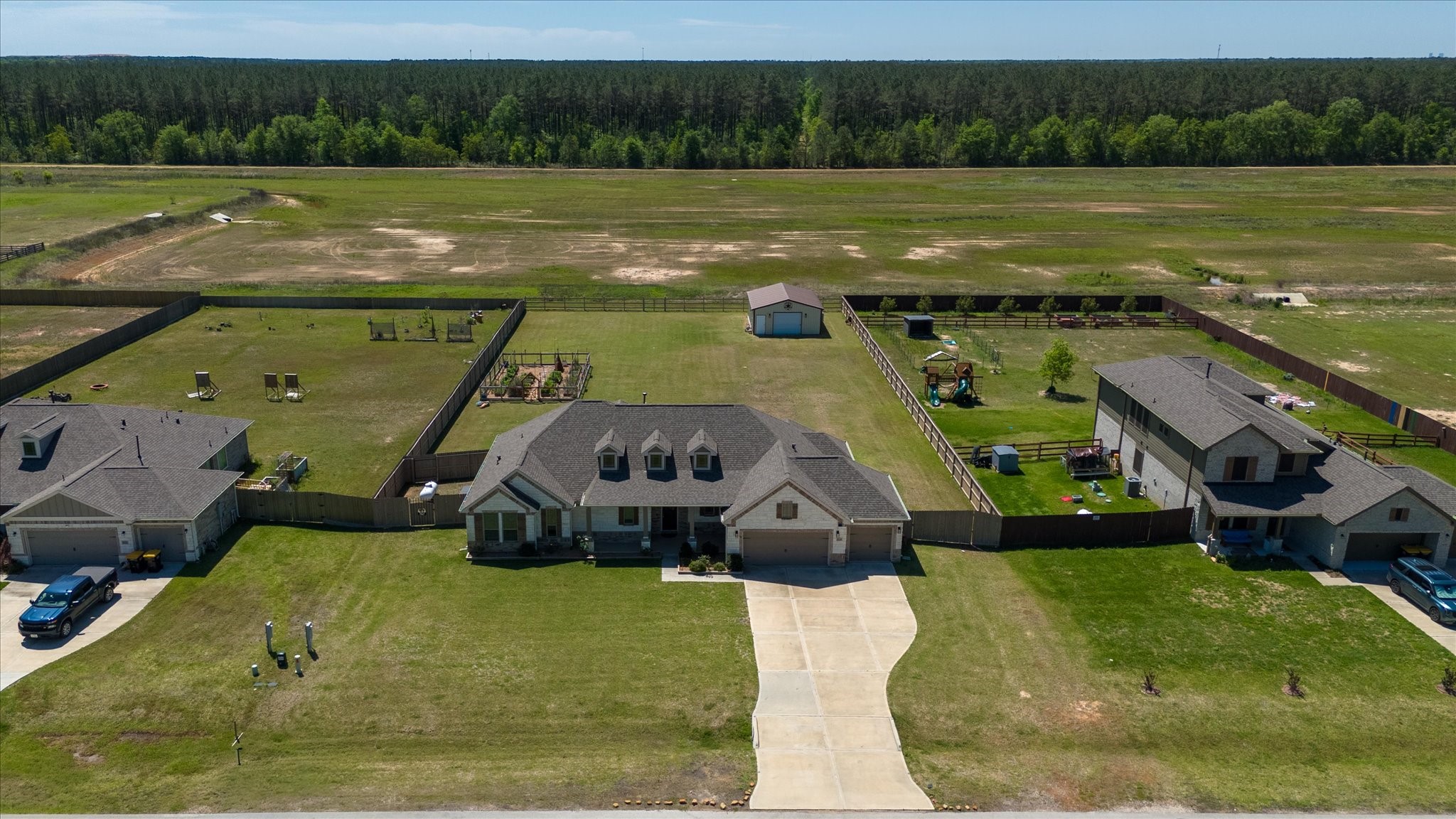 16738 Rockwall Street Conroe, TX 77303 - Photo 40 of 42 This aerial drone view captures the peacefulness of your backyard views.