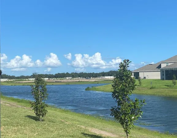 a view of a lake from a yard