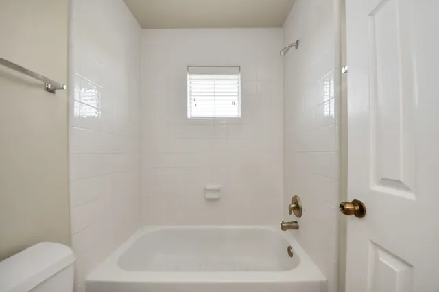 a bathroom with a bathtub