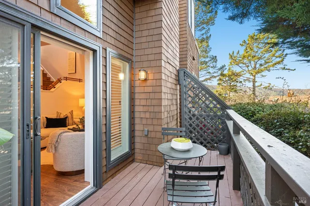 a view of balcony and chair