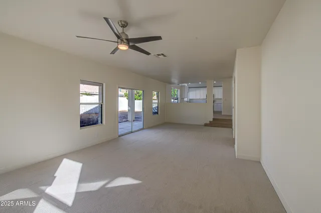 a view of a livingroom with a window
