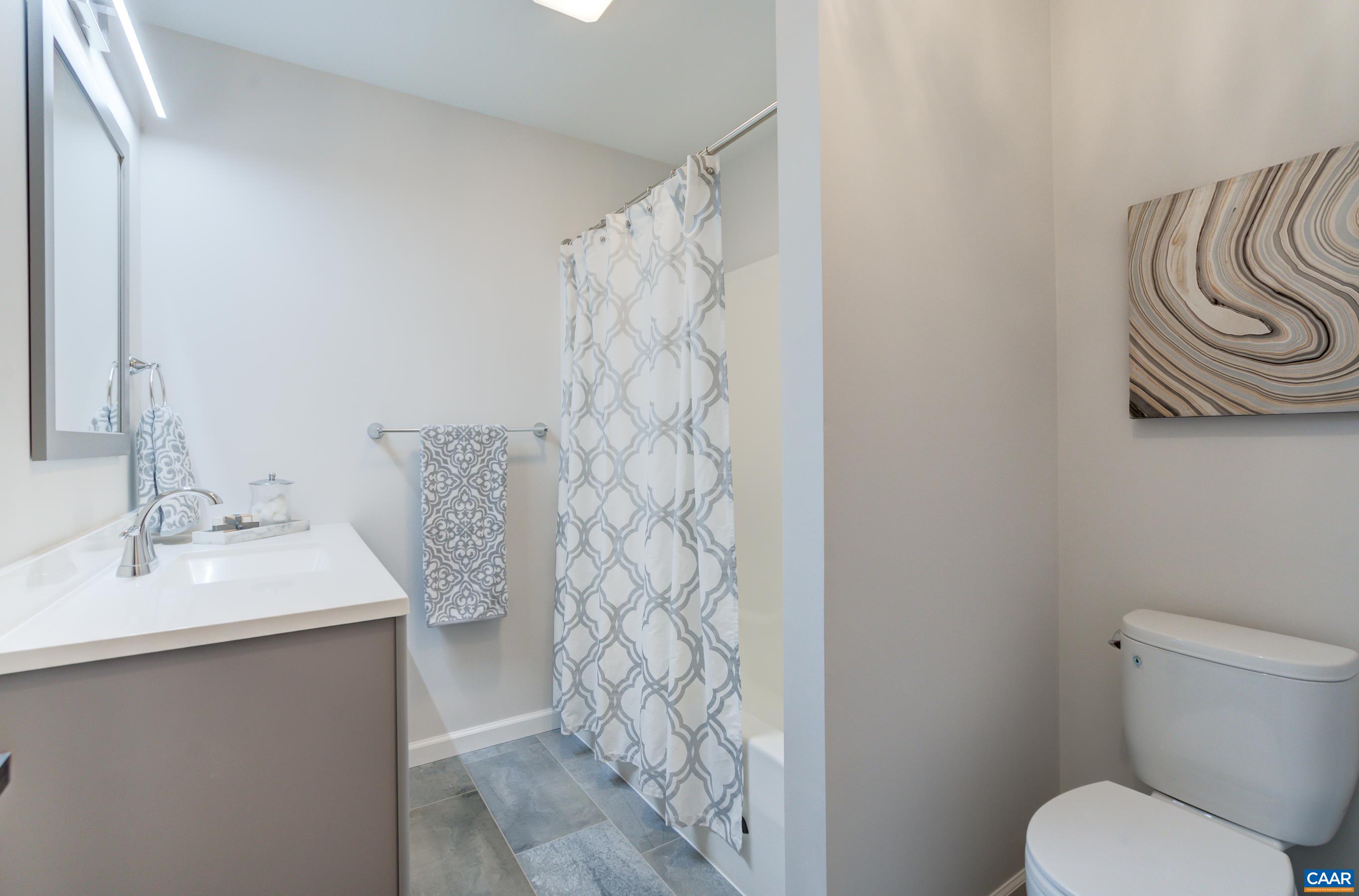 5582 Brookwood Road Crozet, VA 22932 - Photo 20 of 61 a bathroom with a sink a toilet and shower curtain