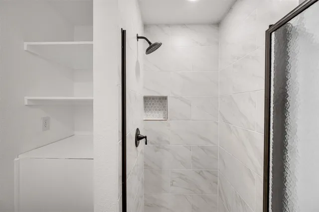 a bathroom with a shower