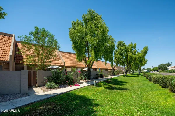 a view of a backyard of the house